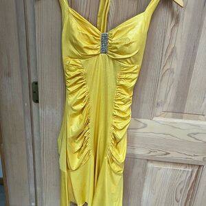 Yellow Ruched Women's Dress